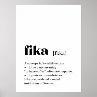 Classic Fika Définition Café Suède Poster