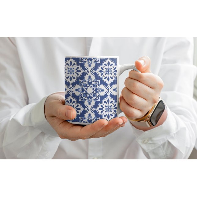 Classic Floral Ceramic Mediterranean Tile Mugs (Créateur téléchargé)