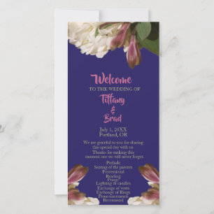 Classic Floral Royal Blue Mariage programme de cér