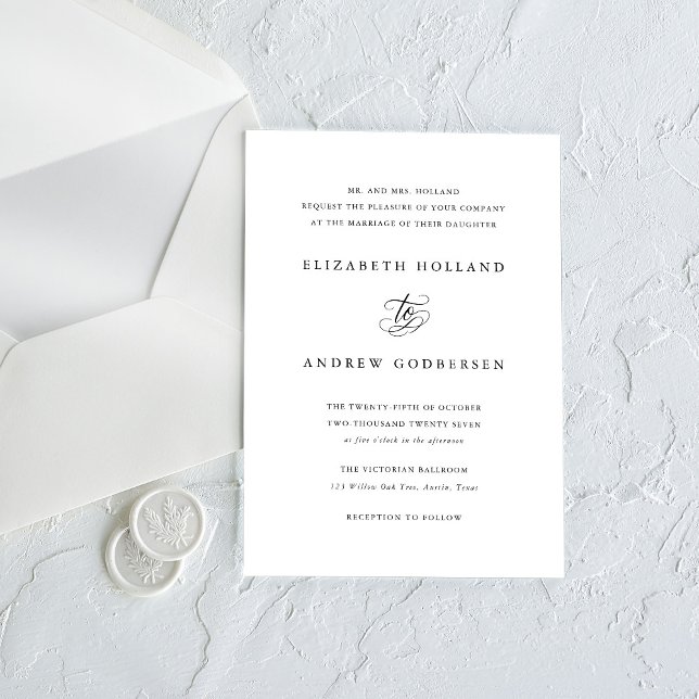 Classic Formal Black and White Wedding Invitation (Créateur téléchargé)
