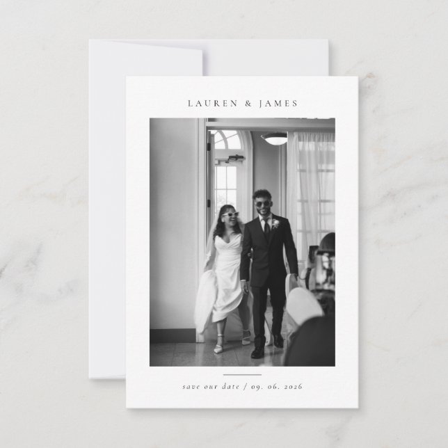 Classic Formal Wedding Photo Save the Date (Devant)