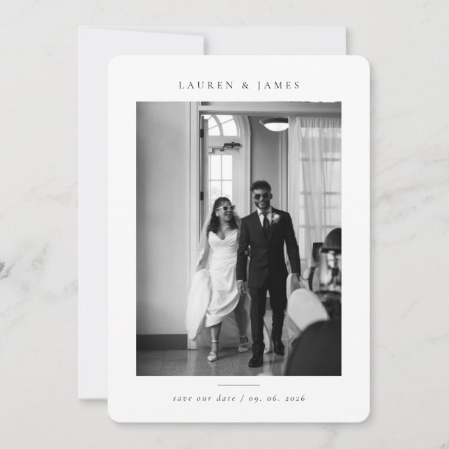Classic Formal Wedding Photo Save the Date (Devant)