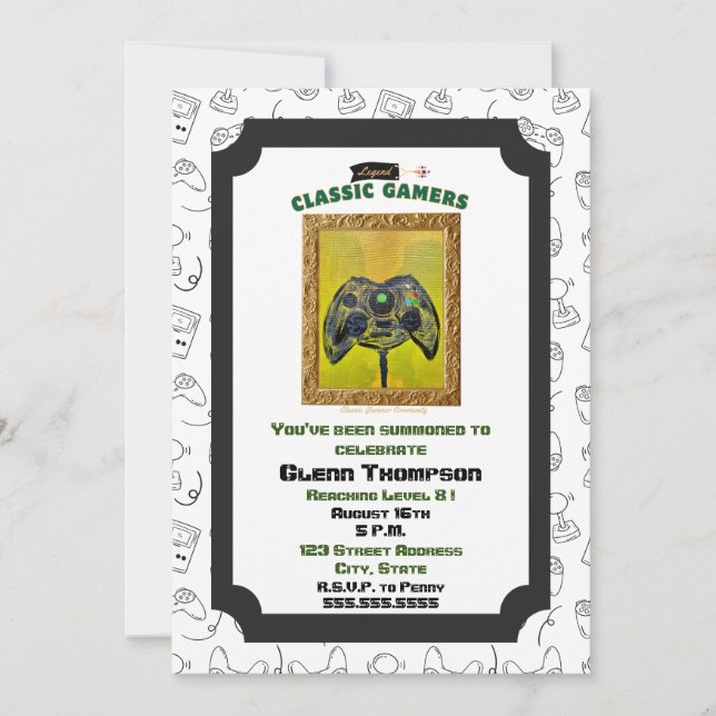 Classic Gamers Anniversaire Maladie Box Invitation (Devant)