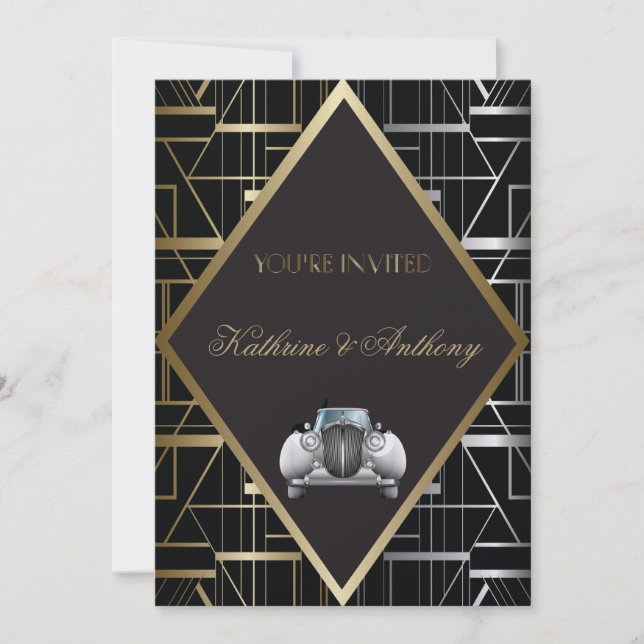 Classic Gatsby Deco Faire-part de mariage (Devant)