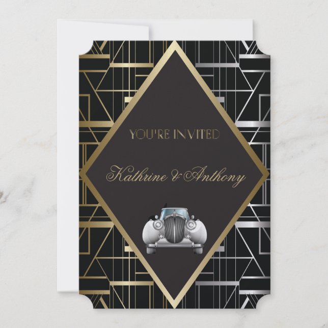 Classic Gatsby Deco Faire-part de mariage (Devant)
