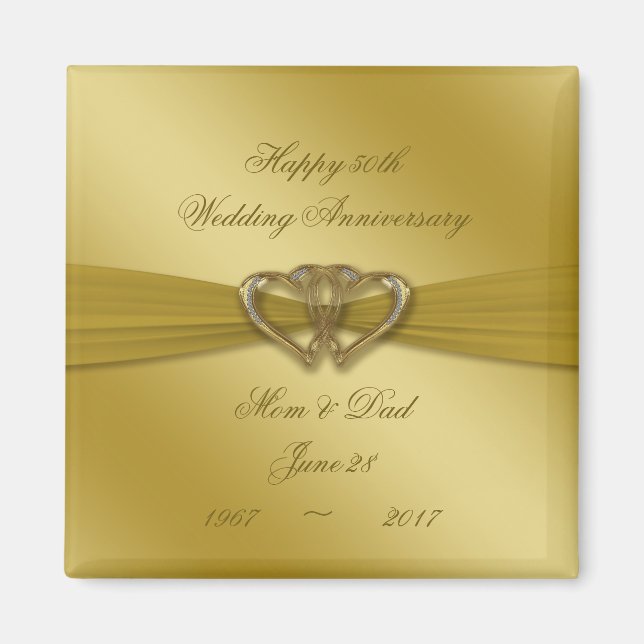 Classic Golden 50e Mariage Anniversaire Magnet (Devant)