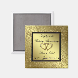Classic Golden Mariage Anniversaire Carré Magnet