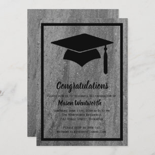 Classic Granite Graduation Invitation - noir