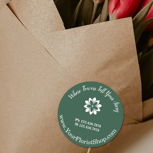 Classic Green Florist Shop Round Étiquettes de pro