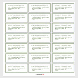 Classic Green Guest Mailing Étiquettes 21 Par Feui
