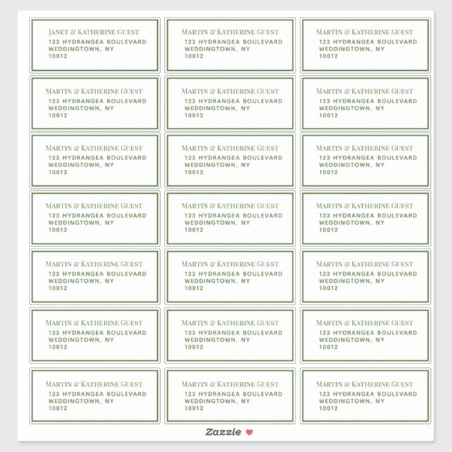 Classic Green Guest Mailing Étiquettes 21 Par Feui (Feuille)