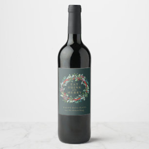 Classic Holiday Wreath Wine Étiquette