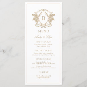 Classic Luxe Crest Monogram Menu Mariage