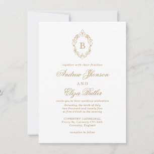 Classic Luxe Gold Monogram Faire-part de mariage