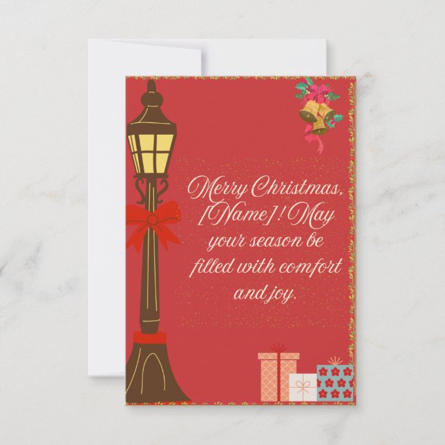 Classic Maroon Christmas Card – Cream Script Holid (Devant)