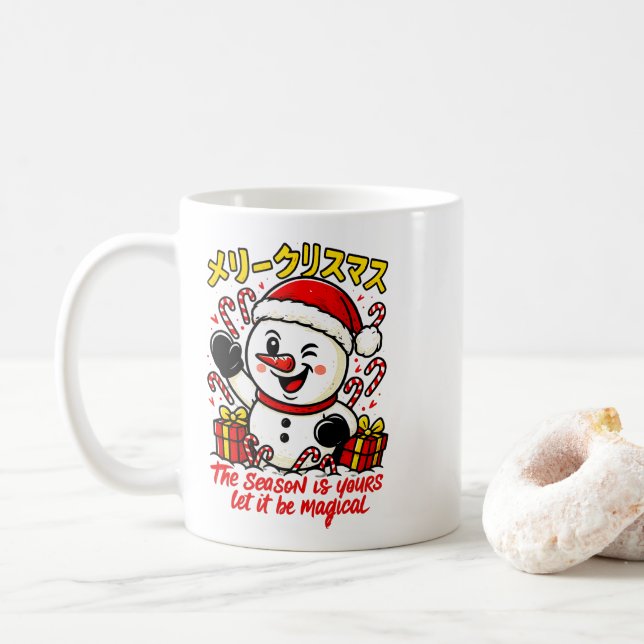 Classic Merry Christmas Snowman Mug Elegant Festiv (Avec donut)
