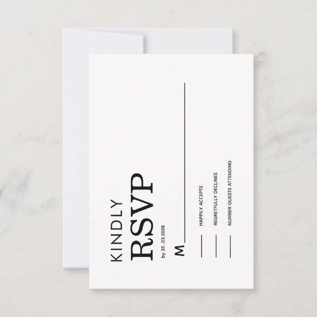CLASSIC MINIMALIST BLACK AND WHITE RSVP CARD (Devant)