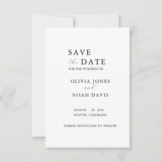 CLASSIC MINIMALIST ELEGANT SAVE THE DATE (Devant)