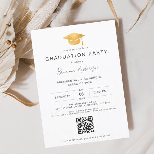 Classic Minimaliste Gold QR Code Graduation