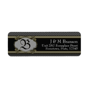 Classic Monogram Black Gold Étiquette de adresse