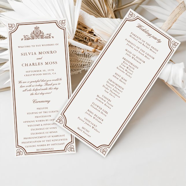 Classic Monorgam Brown Ecru Mariage Crest Programm (Créateur téléchargé)