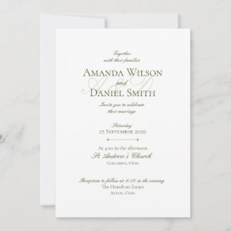 Classic Olive Wedding Invitation