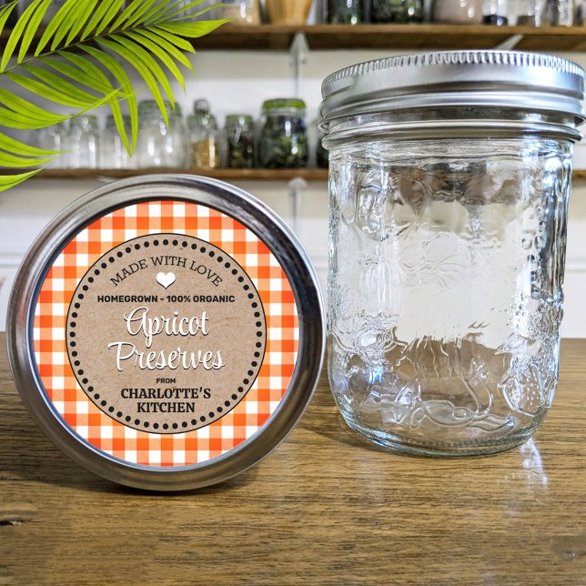 Classic Orange En vichy Canning Jar Étiquette (Créateur téléchargé)