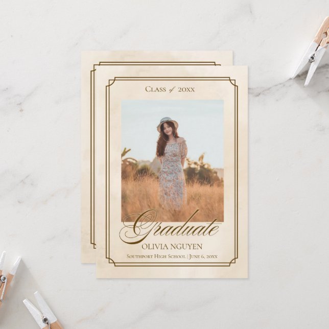 Classic Photo Graduation Announcement Invitation (Devant/Arrière en situation)