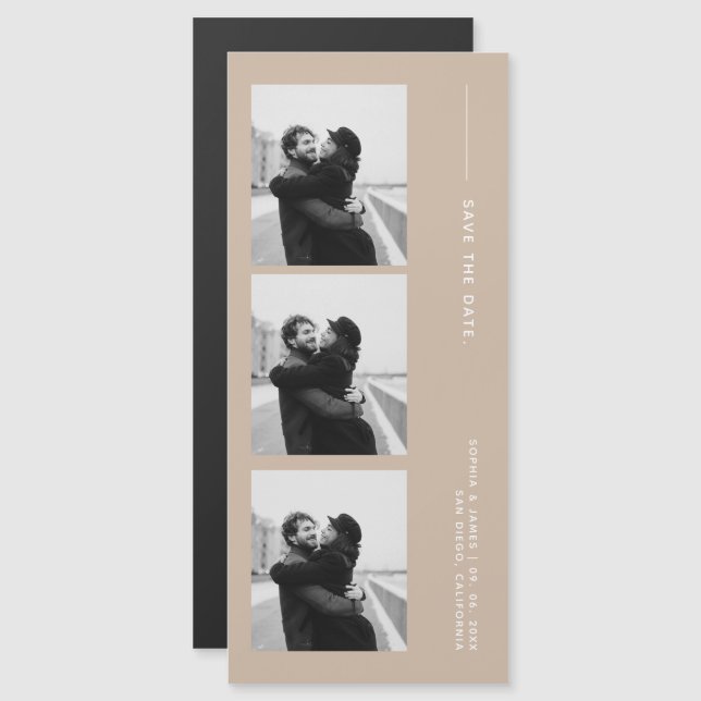 Classic Photo Strip Wedding  Magnetic Save The Dat (Devant / Derrière)