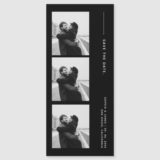 Classic Photo Strip Wedding Magnetic Save The Date (Devant)