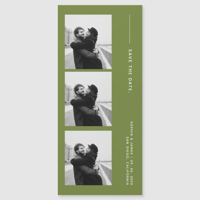 Classic Photo Strip Wedding Magnetic Save The Date (Devant)