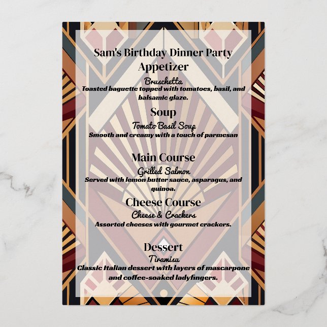 Classic Retro Anniversaire Diner Party Menu (Verso)
