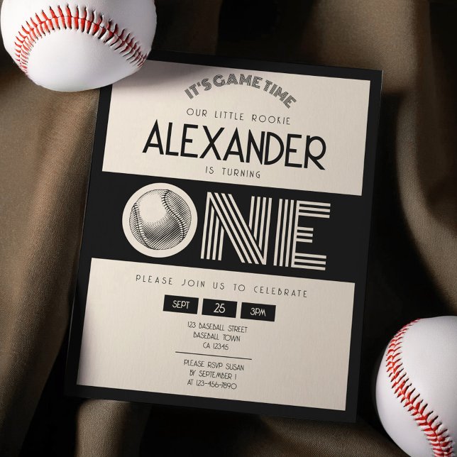 Classic Retro Black Baseball Budget 1er anniversai (Créateur téléchargé)
