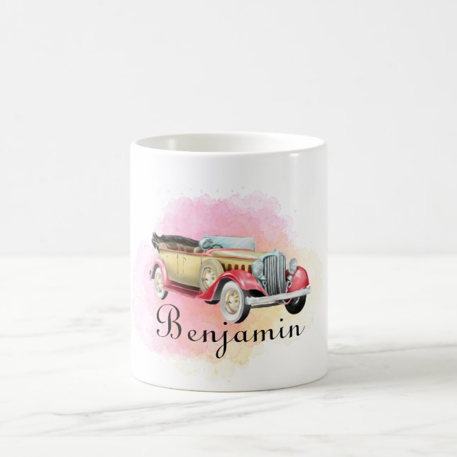 Classic Retro Car Nom personnalisé Mug (Centre)