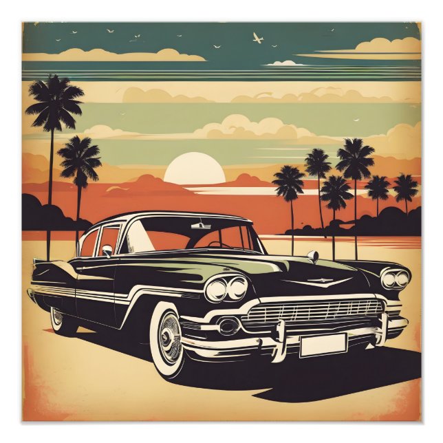 Classic rétro poster de voiture vintage (Devant)