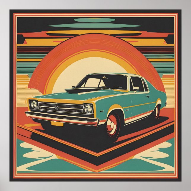 Classic rétro poster de voiture vintage (Devant)
