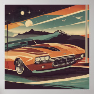 Classic rétro poster de voiture vintage