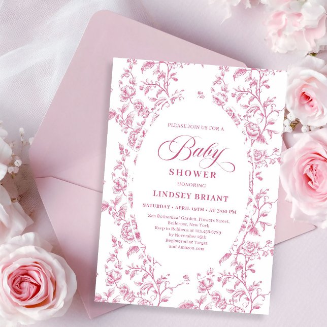 Classic Rose Pattern Floral Baby Shower Invitation (Classic Rose Pattern Floral Baby Shower Invitation)