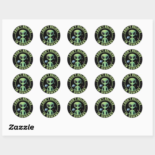 Classic Round Stickers – Space Alien Characters (Feuille)