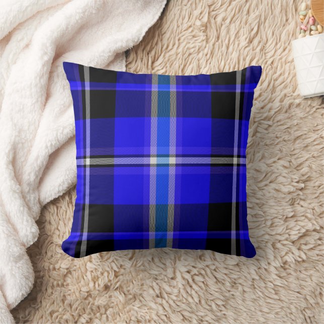Classic Royal Bleu Noir Plaid Coussin (Couverture)