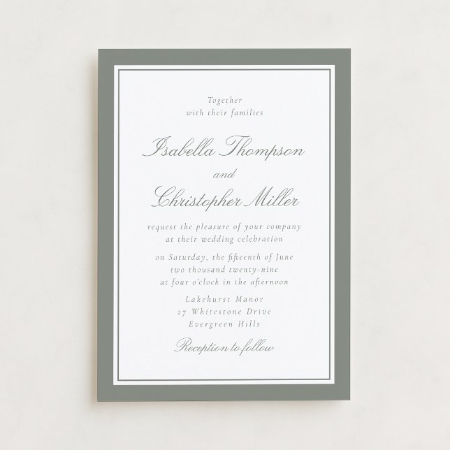 Classic Sage Border Formal Wedding Invitation (Créateur téléchargé)