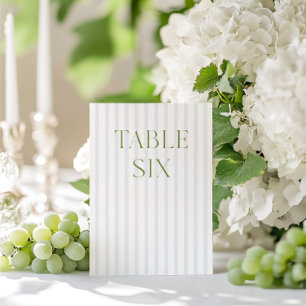 Classic Sage Green & Blue Mariage Numéro de table