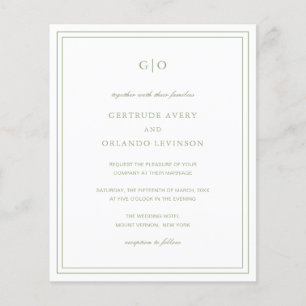 Classic Sage Green Élégant Mariage Invitation