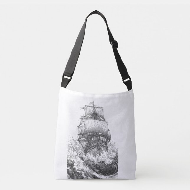 Classic Sailboat Sketch Nautical Tote Bag (Devant)