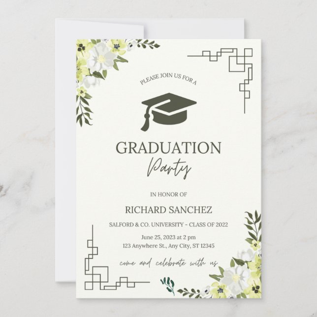 Classic Script Gold Photo Graduation Invitation (Devant)