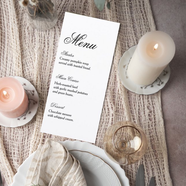 Classic Script Wedding Reception Menu (Créateur téléchargé)