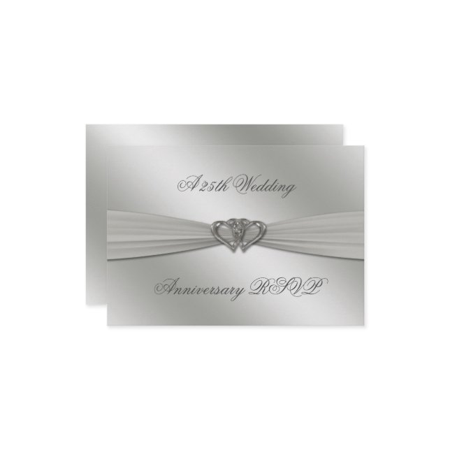 Classic Silver 25e anniversaire Mariage RSVP (Devant/Arrière en situation)