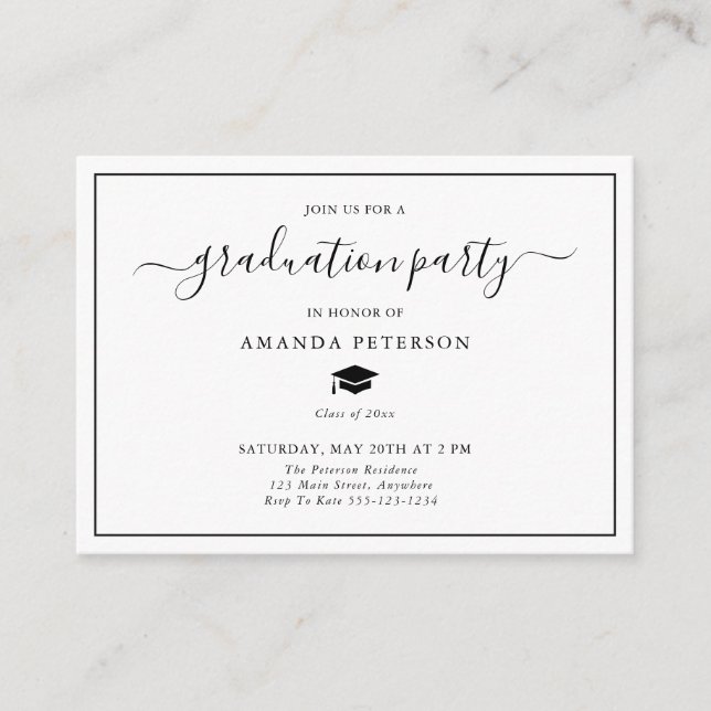 Classic Simple Graduation Party Invitation Insert (Devant)