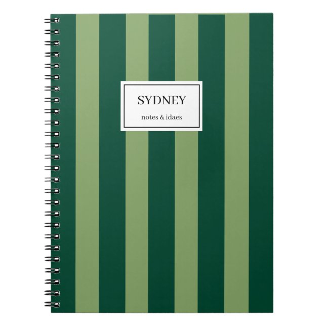 Classic Striped Notebook Custom Name Journal  (Devant)