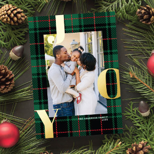 Classic Tartan JOY Vacances Carte photo FOIL